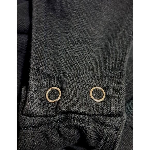 Y2K Bejeweled Bodysuit Womens M Black Long Sleeve Scalloped Neck & Snap Closure - Picture 6 of 8